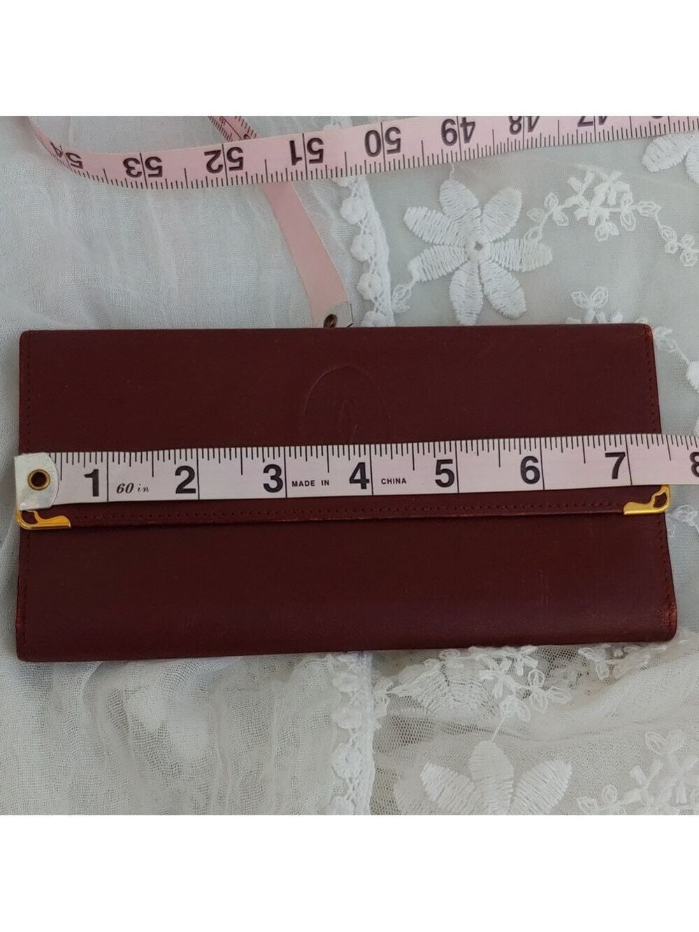 Cartier Kisslock Tri-fold Bordeaux Long Leather Wallet - Picture 10 of 17
